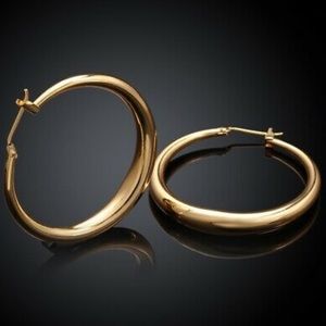New 18K Gold Plated Lock Hoop Earrings ITALY MADE